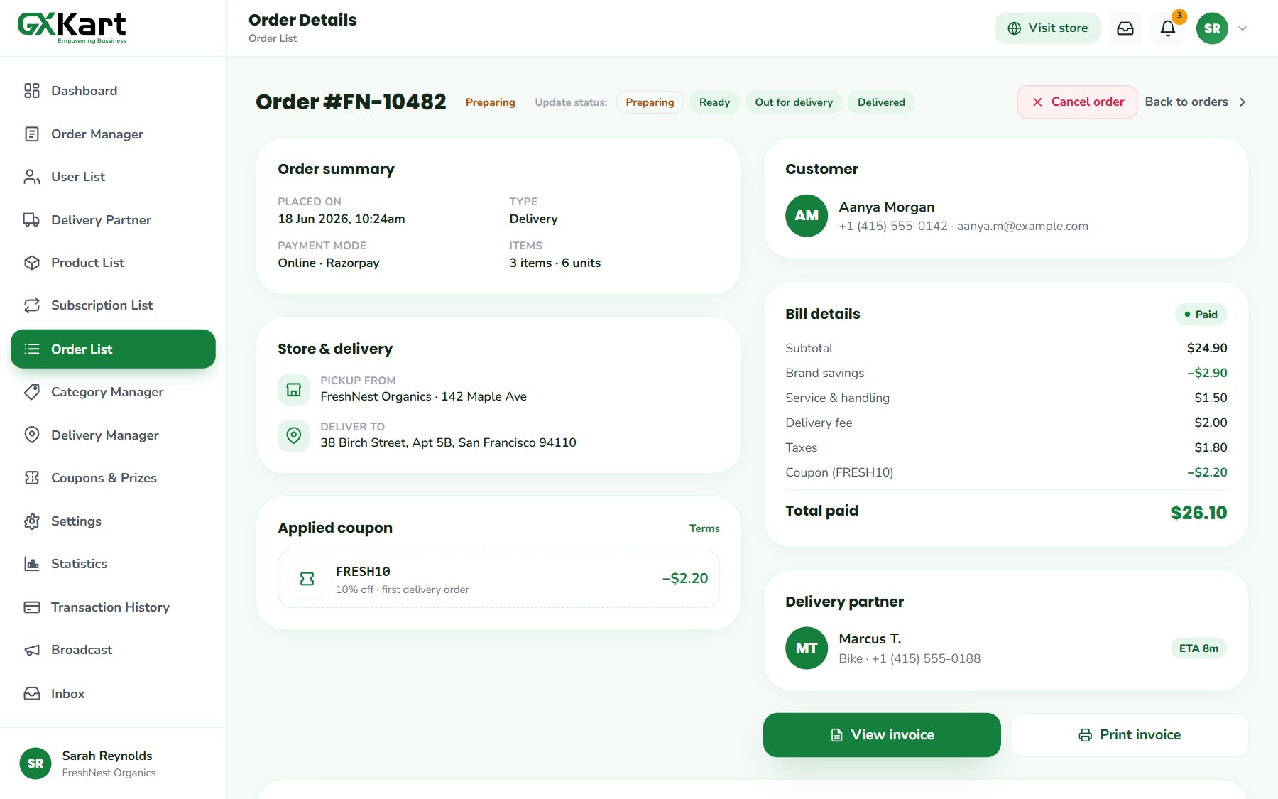 Order details