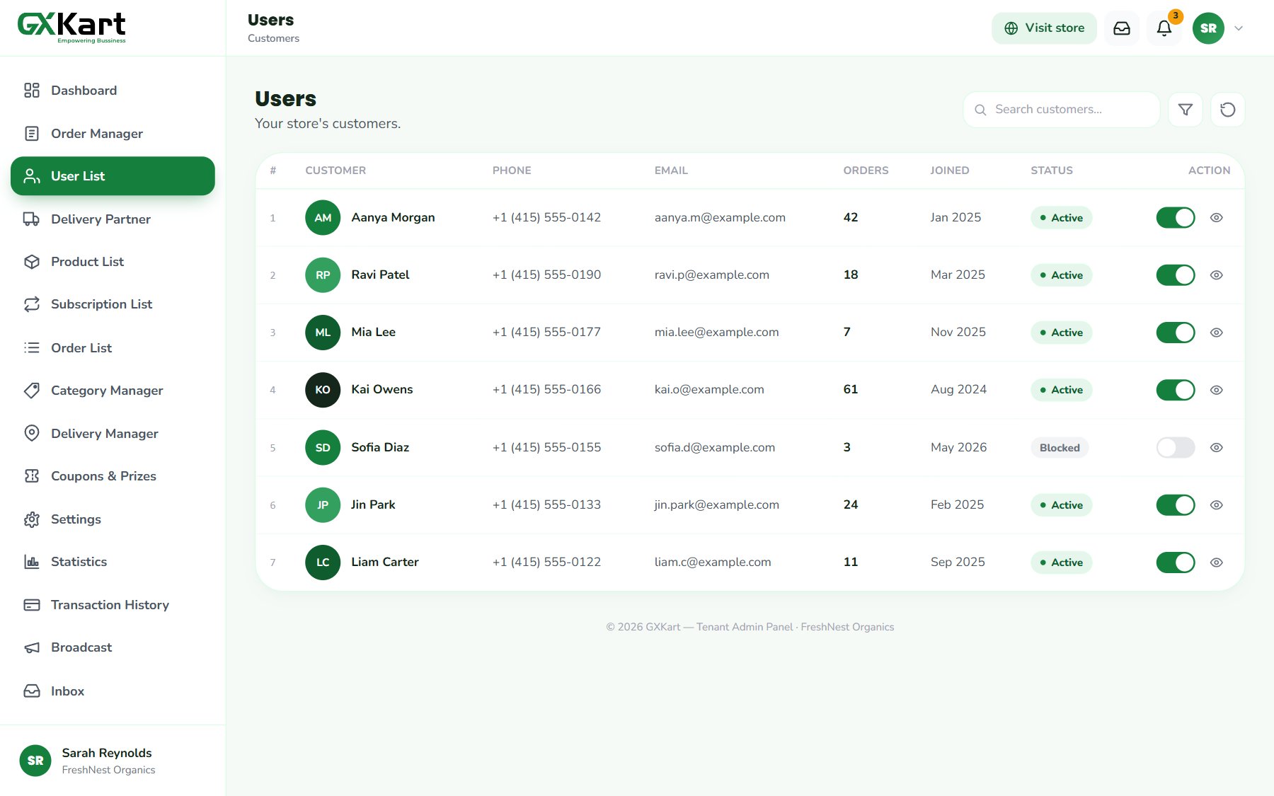 Manage customers