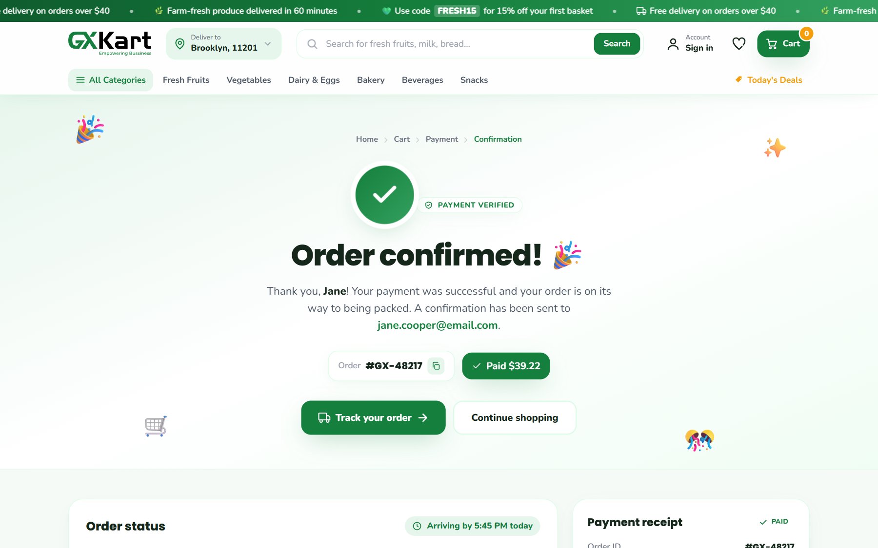 Order confirmed