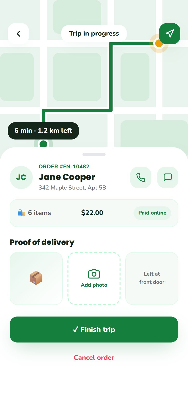 Driver app trip
