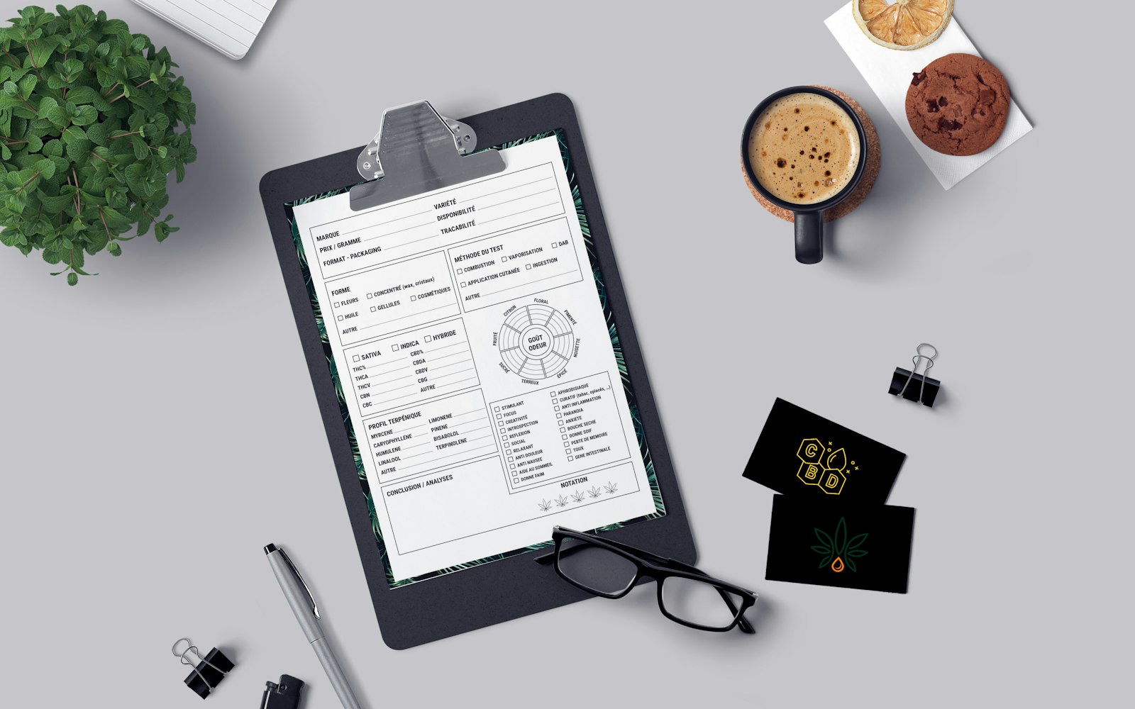 A planning clipboard with a requirements checklist on a desk