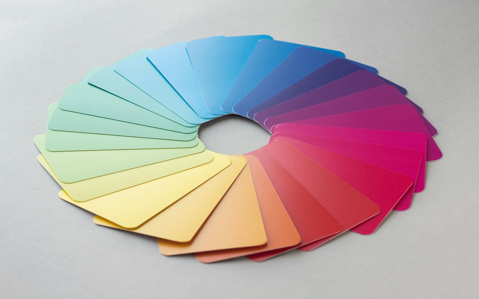 A fan of colour swatches for choosing brand colours